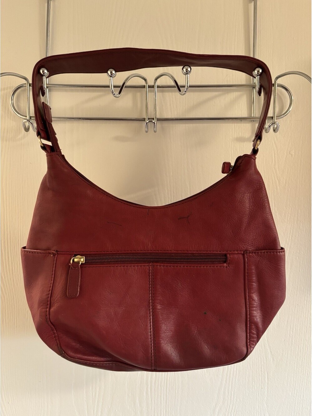 St. John's Bay Red Genuine Leather Hobo Shoulder Bag Handbag